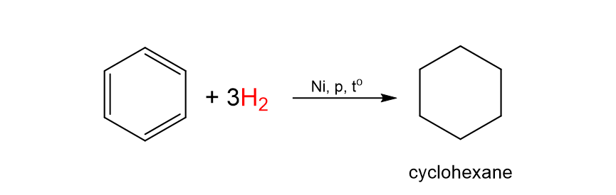 Phản ứng cộng H2 của benzene olm.